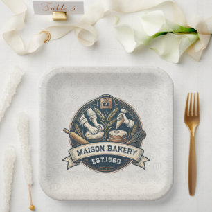 Rustic Bakery Store Pastry Dessert Sweet Cake Shop Paper Plate