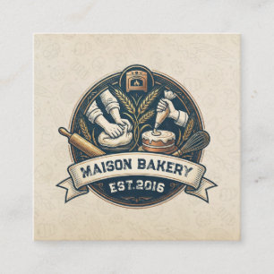 Rustic Bakery Store Pastry Dessert Sweet Cake Shop Square Business Card