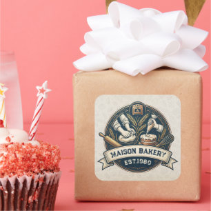 Rustic Bakery Store Pastry Dessert Sweet Cake Shop Square Sticker