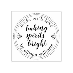 Rustic Baking Spirits Bright Christmas Holiday Rubber Stamp