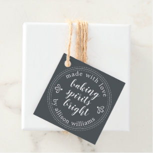 Rustic Baking Spirits Bright Holiday Off-Black Favour Tags