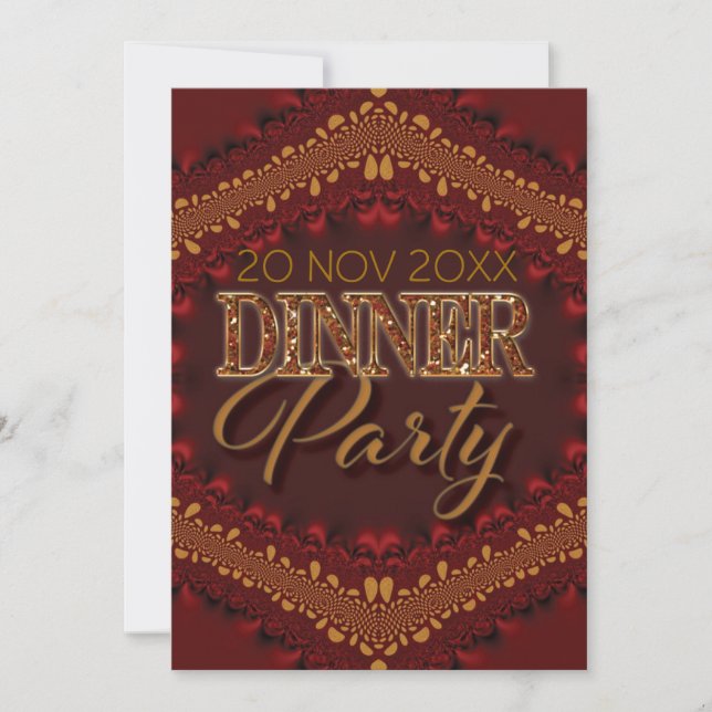 Rustic Bali Sparkle Dinner Party Invitations (Front)