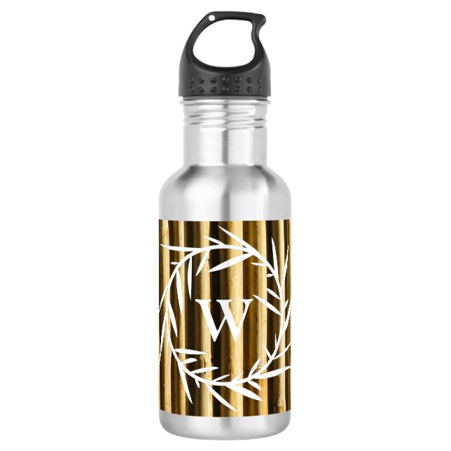 Rustic Bamboo Monogram Vertical Lines Pattern 710 Ml Water Bottle (Front)