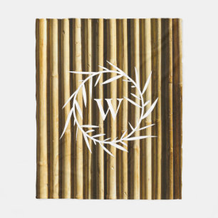 Rustic Bamboo Monogram Vertical Lines Pattern Fleece Blanket