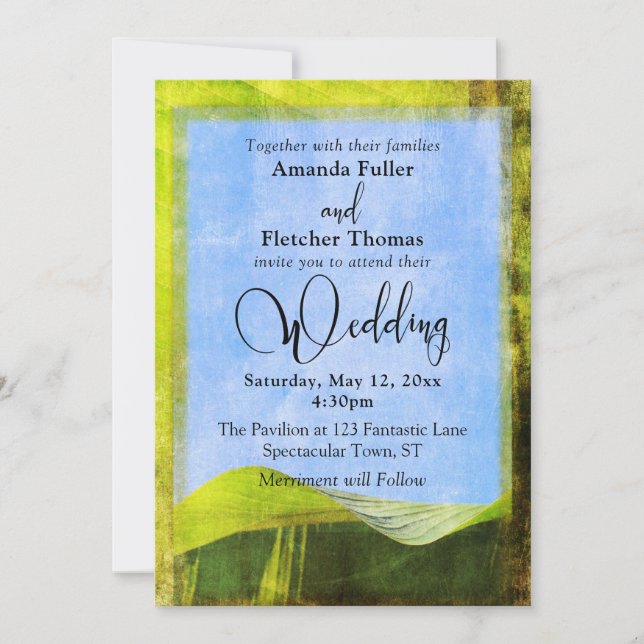 Rustic Banana Leaf Boho Destination Wedding Invitation (Front)