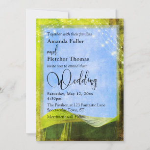 Rustic Banana Leaf w/ Lights Destination Wedding Invitation