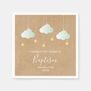 Rustic Baptism Christening Twinkle Stars Napkin