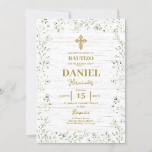 Rustic Baptism Spanish Invitation