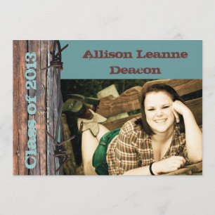 Rustic barbed wire graduation announcement