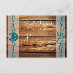 Rustic Barbed Wire Horseshoe Wedding RSVP Cards