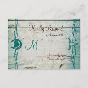 Rustic Barbed Wire Horseshoe Wedding RSVP Cards