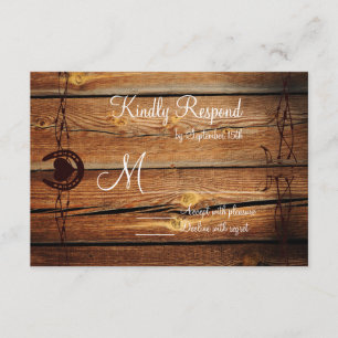 Rustic Barbed Wire Horseshoe Wedding RSVP Cards