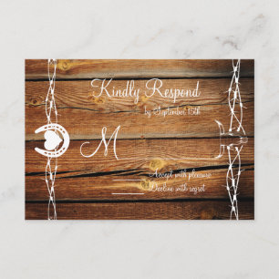 Rustic Barbed Wire Horseshoe Wedding RSVP Cards