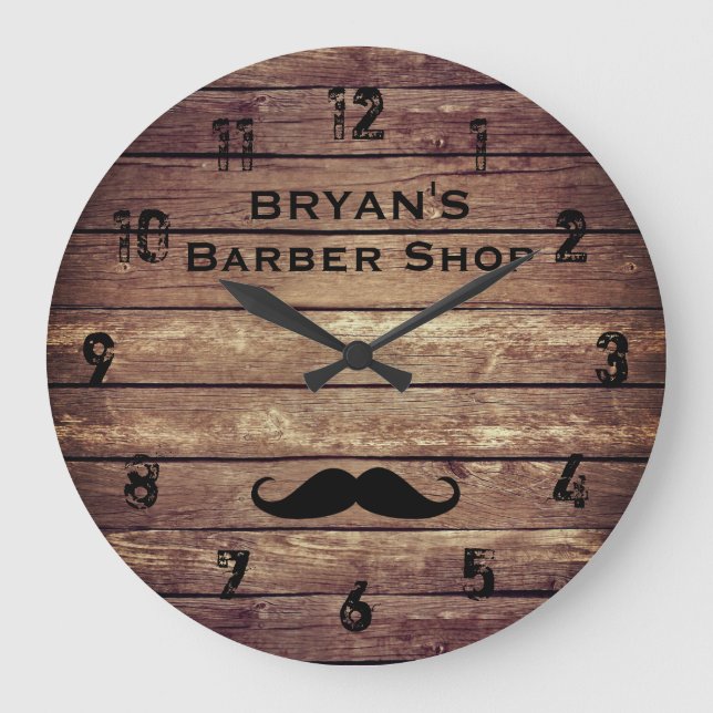Rustic Barber Shop Large Clock (Front)