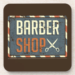 Rustic Barber SHOP SIGN Coaster