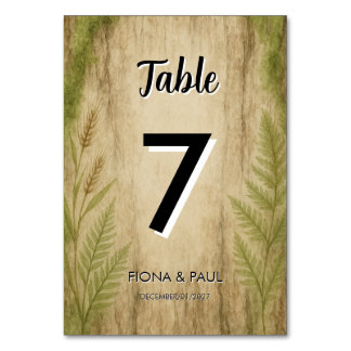 Rustic Bark and Moss Forest Table Number Card