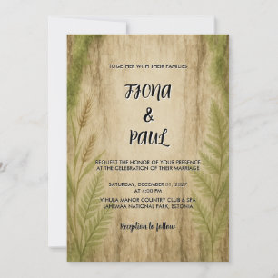Rustic Bark and Moss Forest Wedding Invitation