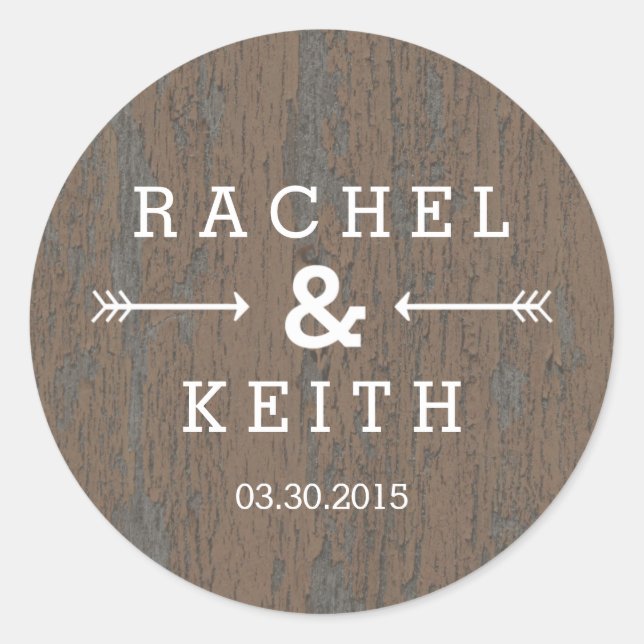 Rustic Bark Favour Sticker (Front)