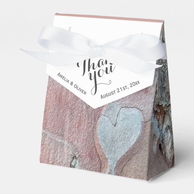 Rustic Bark with Heart Wedding Thank you Favor Box (Front Side)