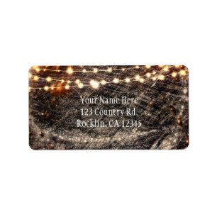 Rustic Bark Wood & Sparkle Lights Fall Invitation Label