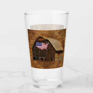 Rustic Barn American Flag Glass