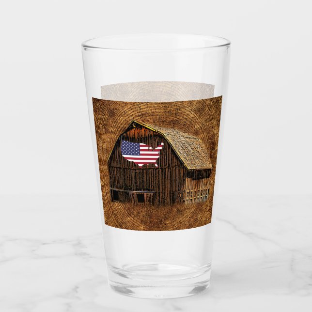 Rustic Barn American Flag Glass (Front)