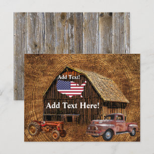 Rustic Barn American Flag Invitation Postcard