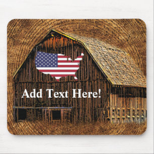 Rustic Barn American Flag Mouse Pad