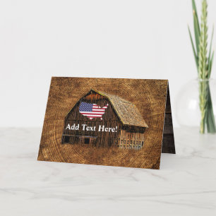 Rustic Barn American Flag Note Card