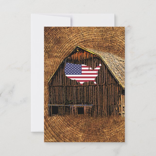 Rustic Barn American Flag Save The Date (Front)