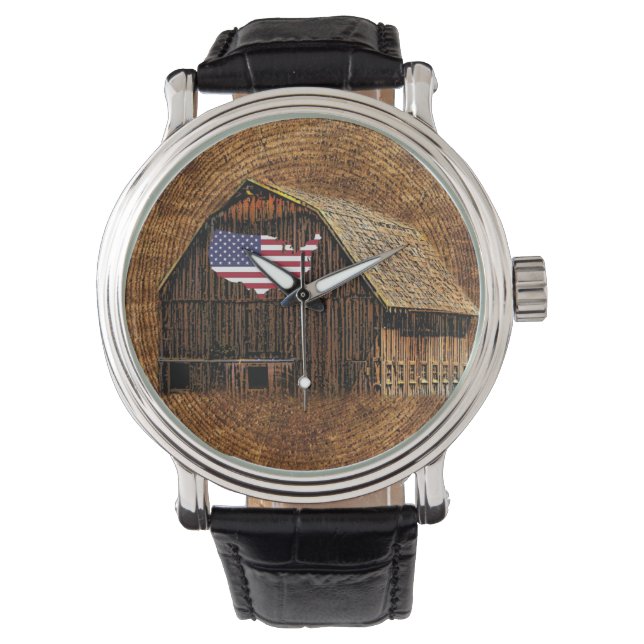 Rustic Barn American Flag Watch (Front)