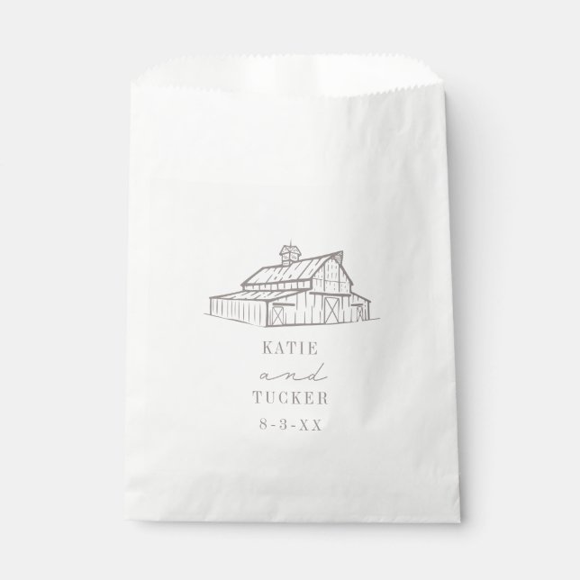 Rustic Barn Amethyst Grey Fall Wedding Favour Bag (Front)