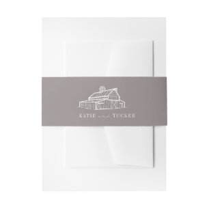 Rustic Barn Amethyst Grey Farm Fall Wedding Invitation Belly Band