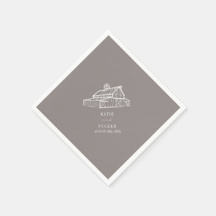 Rustic Barn Amethyst Grey Farm Fall Wedding Napkin