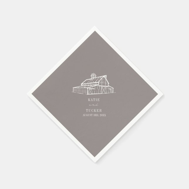 Rustic Barn Amethyst Grey Farm Fall Wedding  Napkin (Corner)