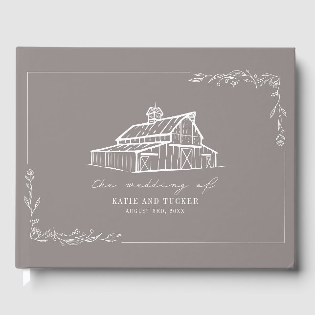 Rustic Barn Amethyst Grey Farm Mariage Livre d'inv (Recto)