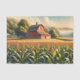 Rustic Barn and Corn Field Watercolor Decoupage Tissue Paper