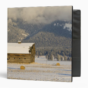Rustic barn and hay bales after a fresh snow 2 binder