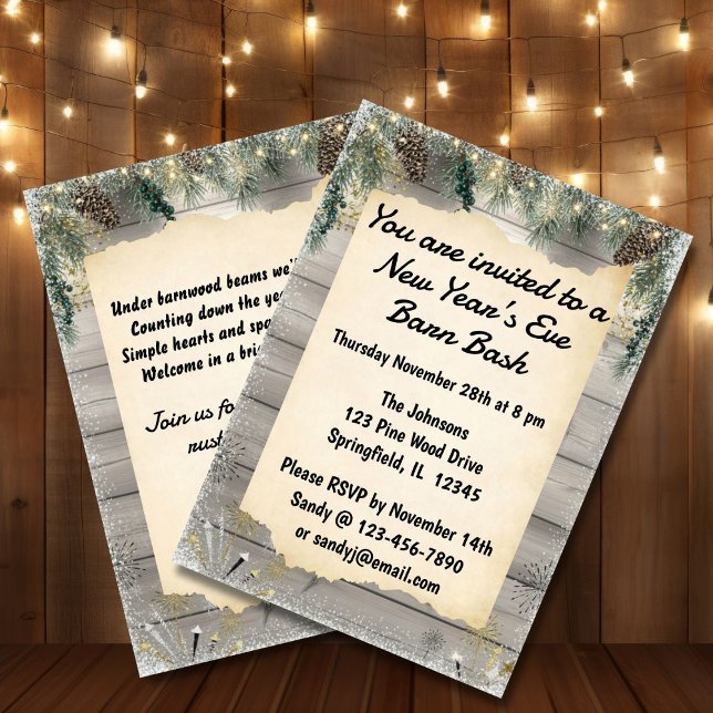 Rustic Barn Bash New Year’s Eve Party Invitation (Creator Uploaded)