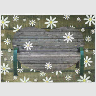 Rustic Barn Board Daisies Country Bench  Tissue Paper