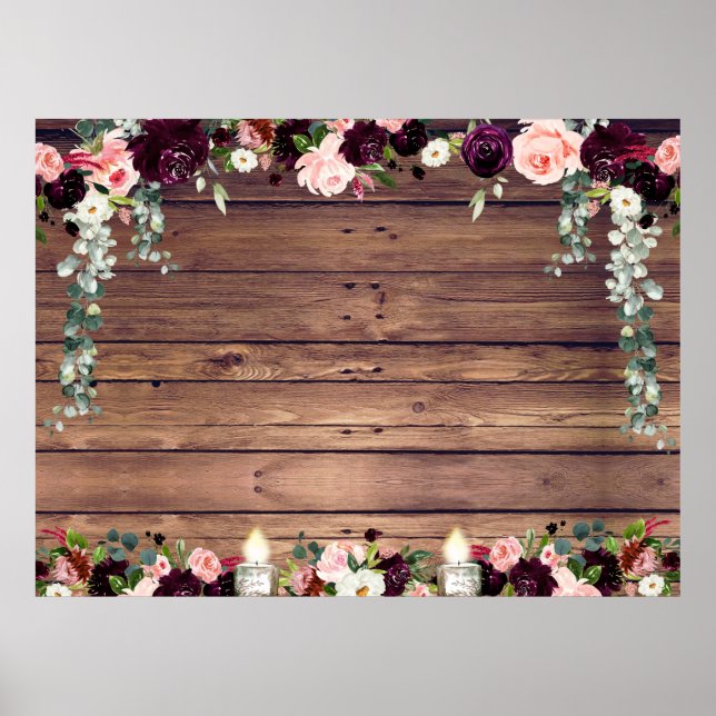 Rustic Barn Board Floral Blank XL DIY Poster (Front)