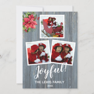 Rustic Barn Board Personalized With 3 Photos Card