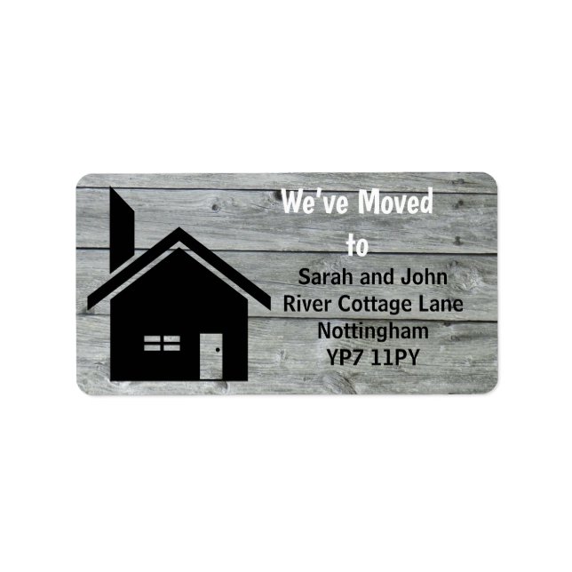 Rustic Barn Chimney Nous Avons Déménagé Étiquette  (Devant)