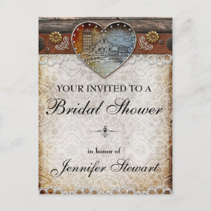 Rustic Barn Country Bridal Shower Postcard
