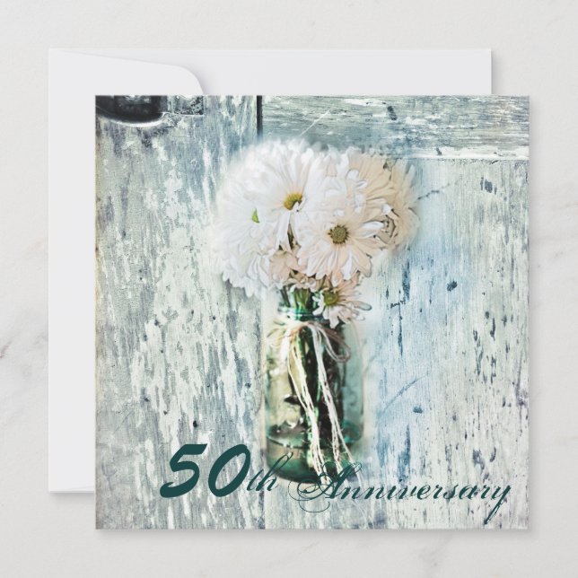 rustic barn country daisy 50th wedding anniversary invitation (Front)