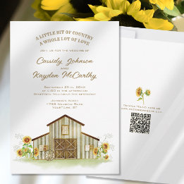 Rustic Barn Country Sunflower Watercolor Wedding I Invitation