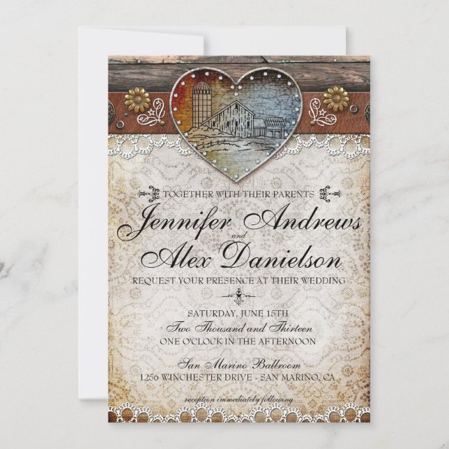 Rustic Barn Country Wedding Invitation (Front)