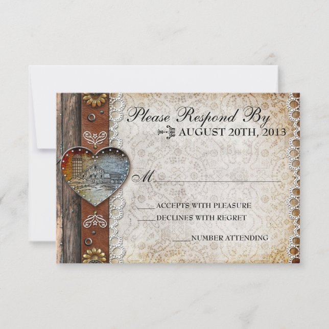 Rustic Barn Country Wedding RSVP Card (Front)