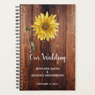 Rustic barn dark wood sunflower wedding planner