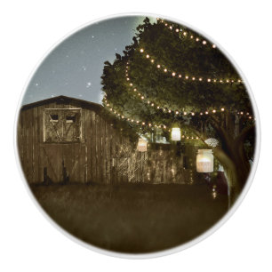 Rustic Barn & Evening Lighted Mason Jars Country Ceramic Knob